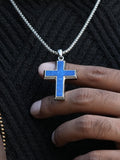 Men's Lapis Lazuli Cross Pendant Necklace