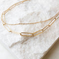 Layered Gold Paperclip Chain Necklace