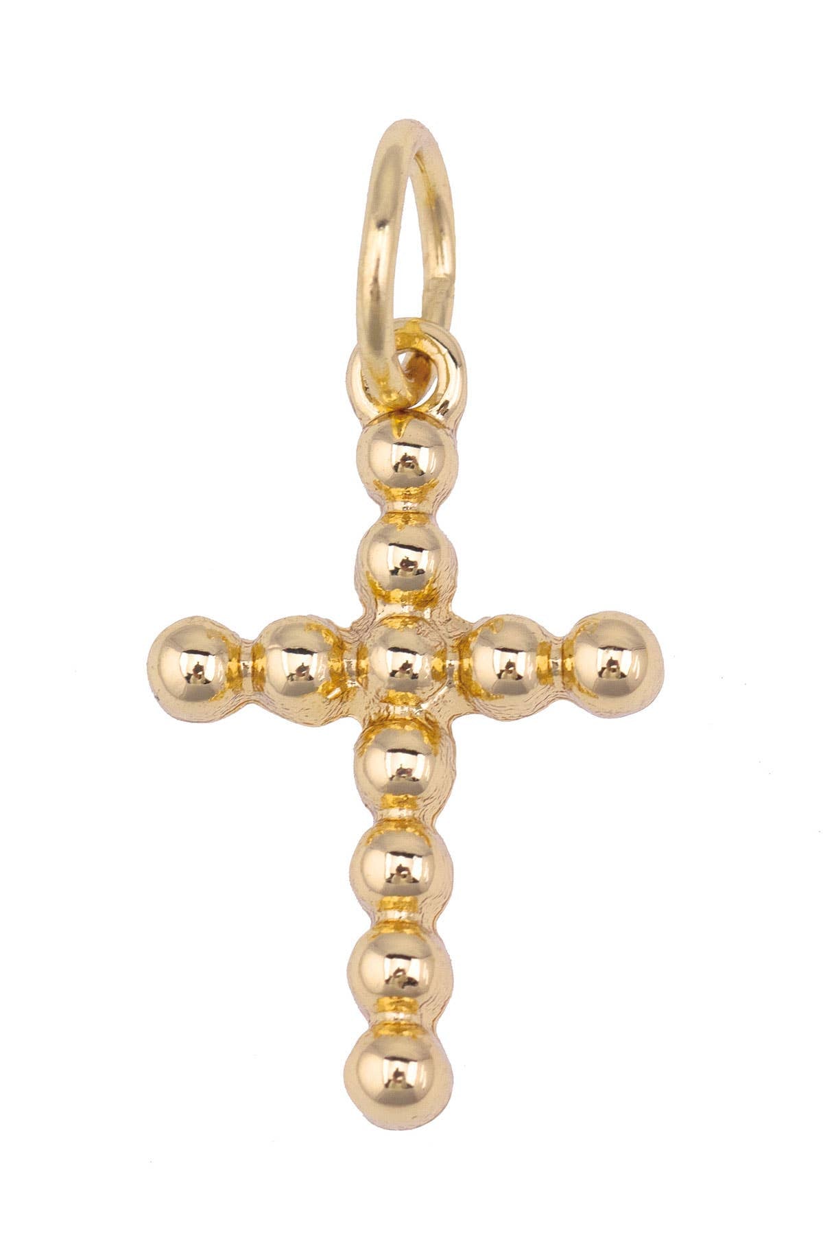 Shiny Gold Beaded Cross Charm