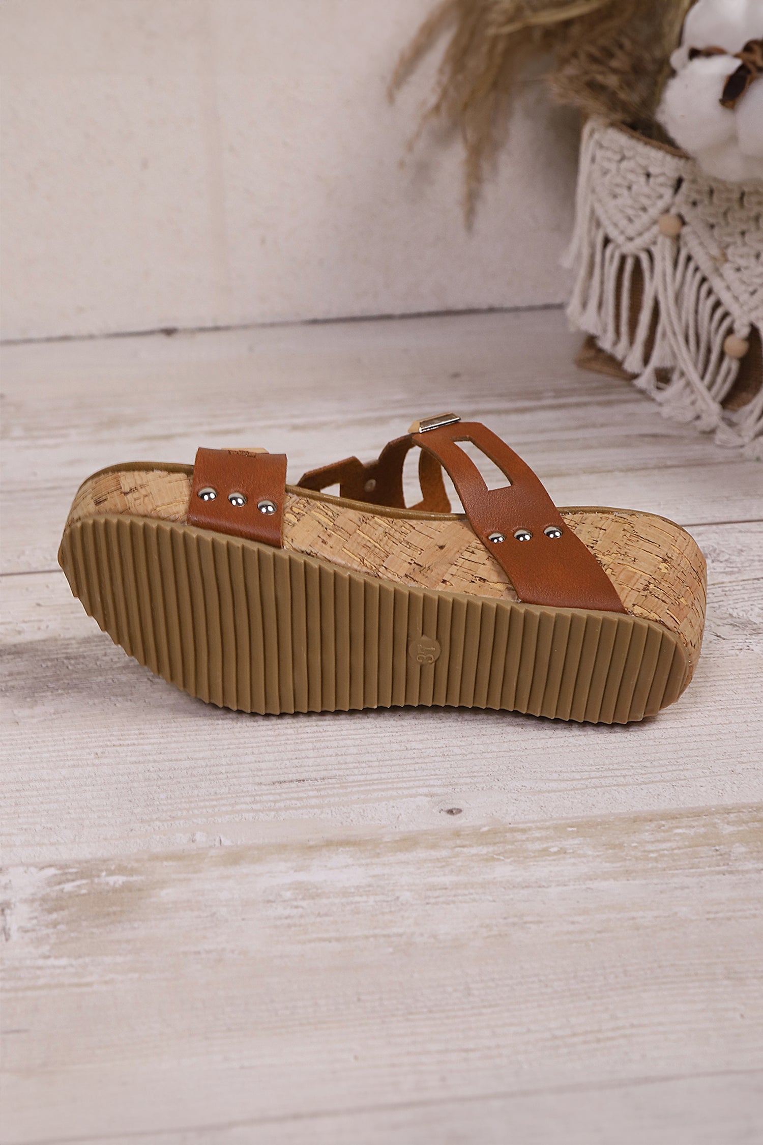 Sara Leather Wedge Platform Slippers