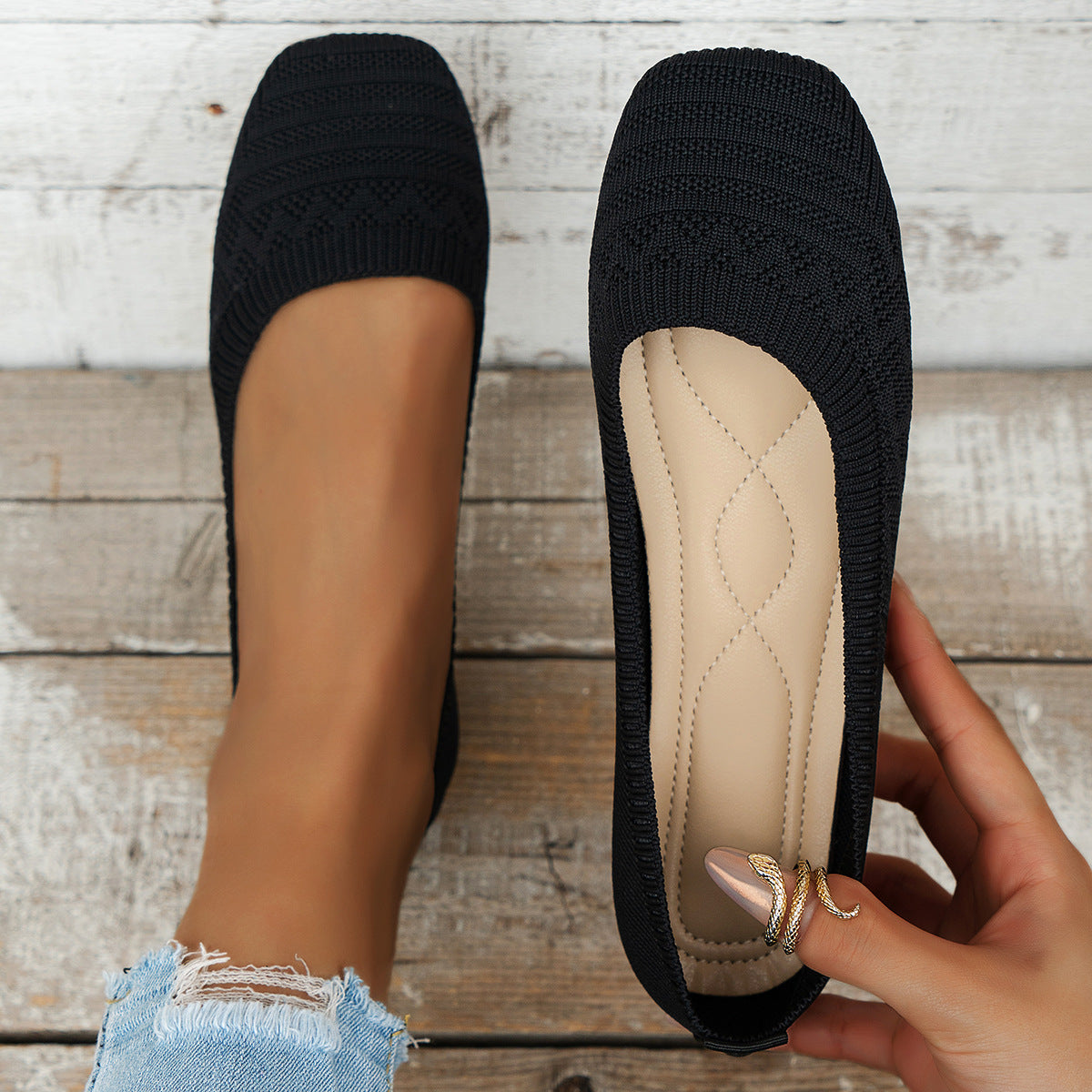 Women’s Breathable Knitted Slip-On Shoes