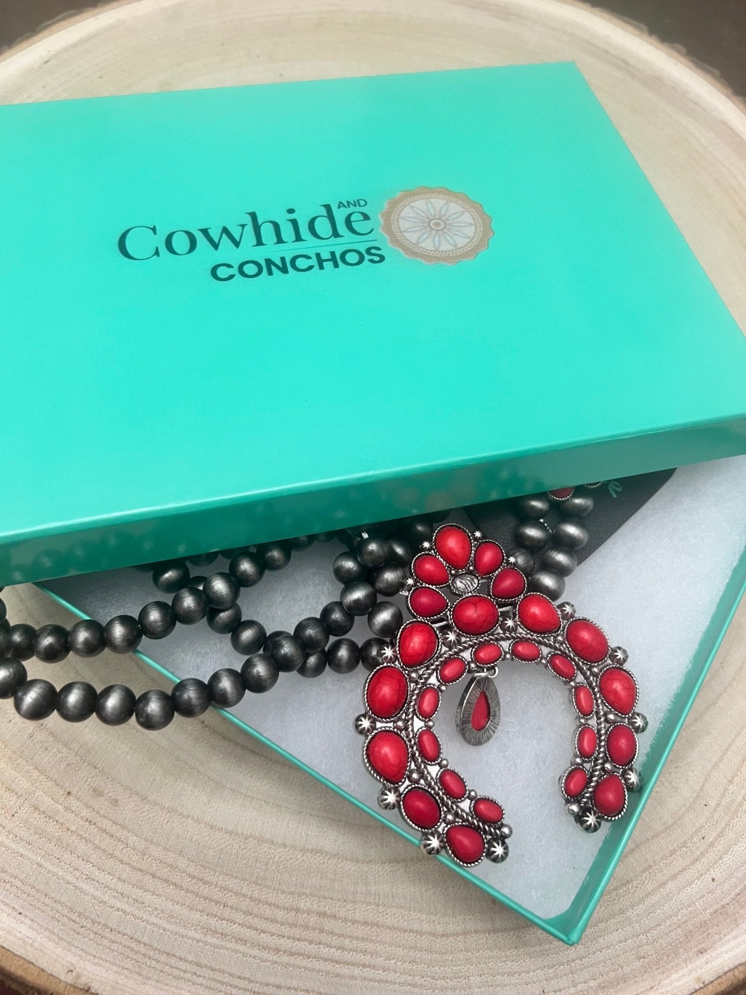 Coral Squash Blossom Statement Necklace