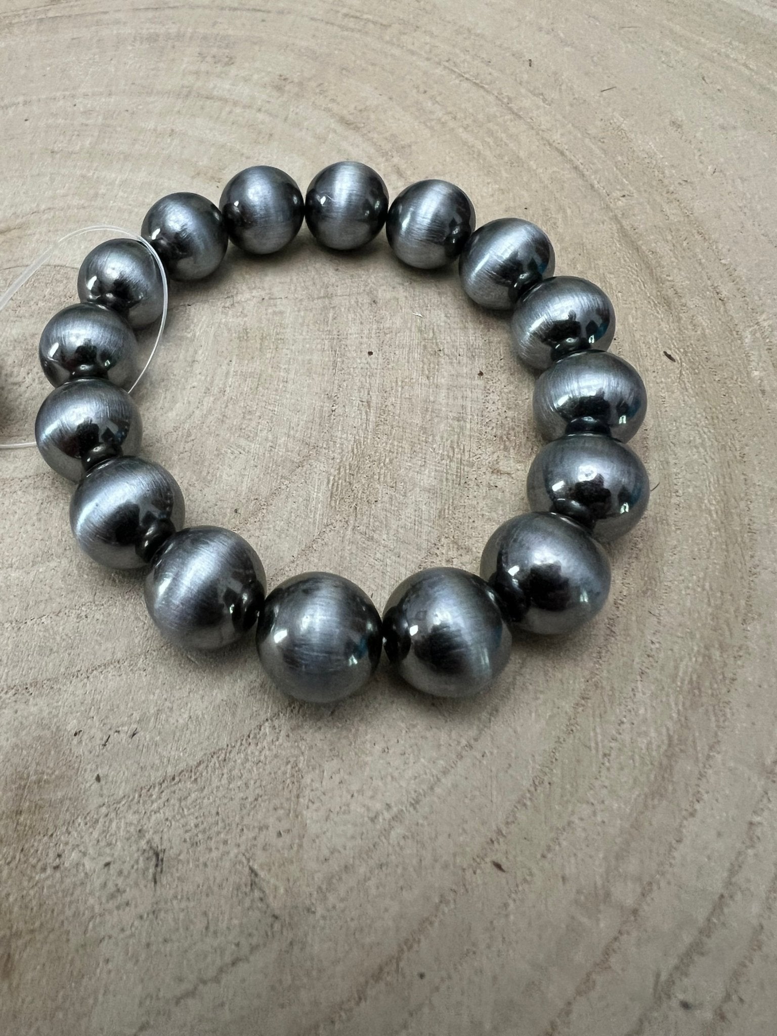 Faux Sterling Pearl Stretch Bracelet — 11mm Western Beaded Bracelet