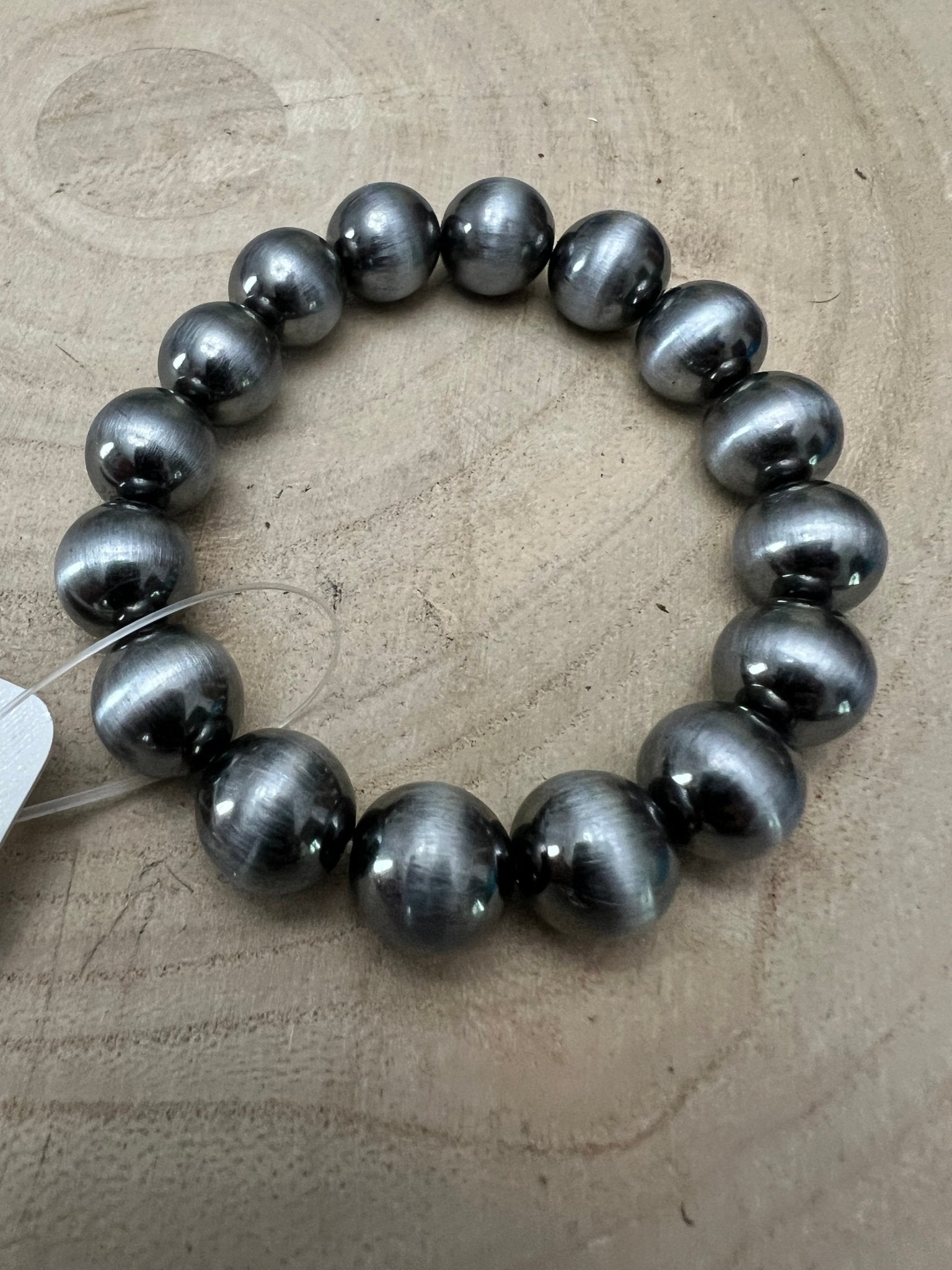 Faux Sterling Pearl Stretch Bracelet — 11mm Western Beaded Bracelet