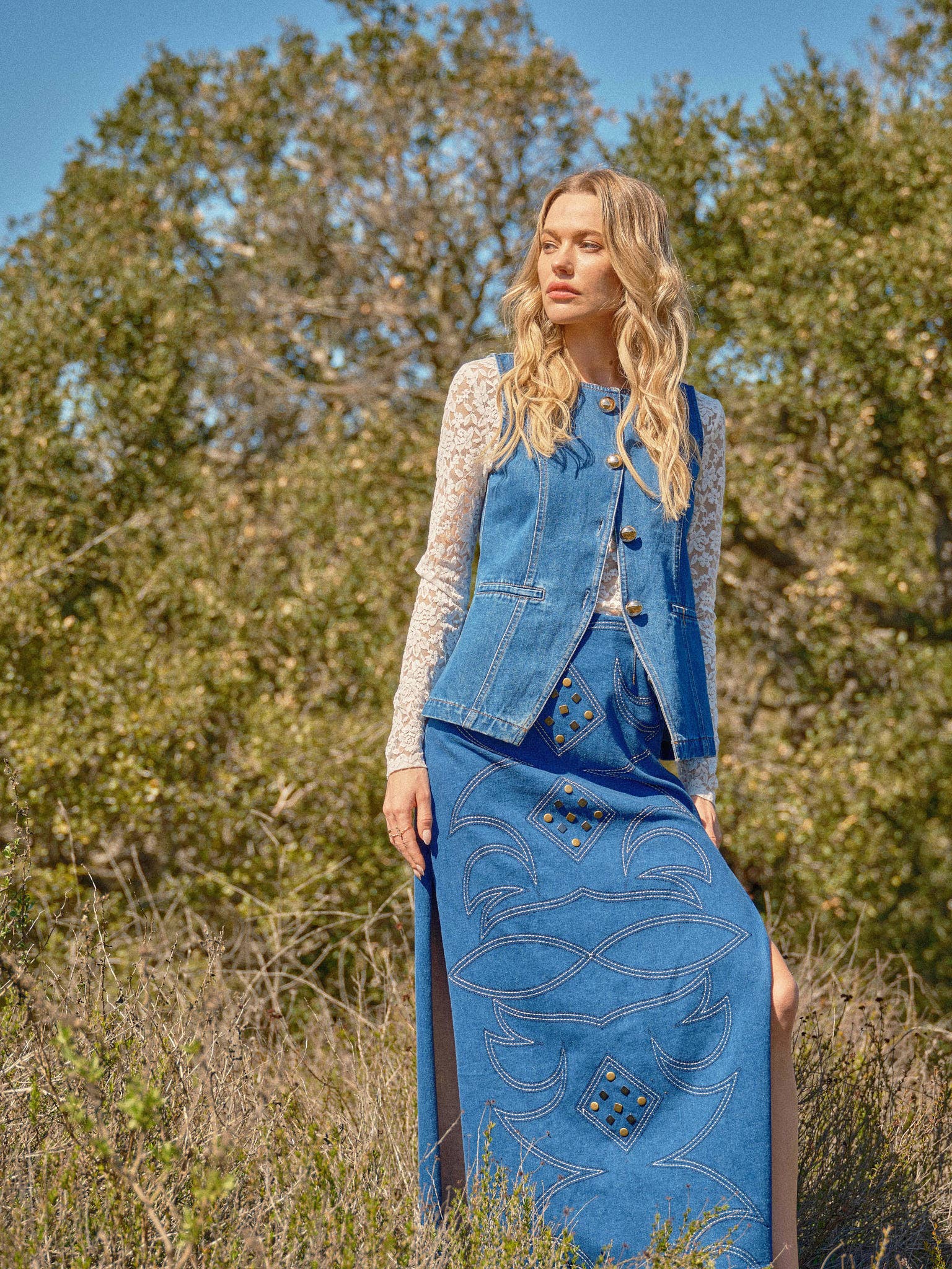 Gold Rush Button Denim Vest