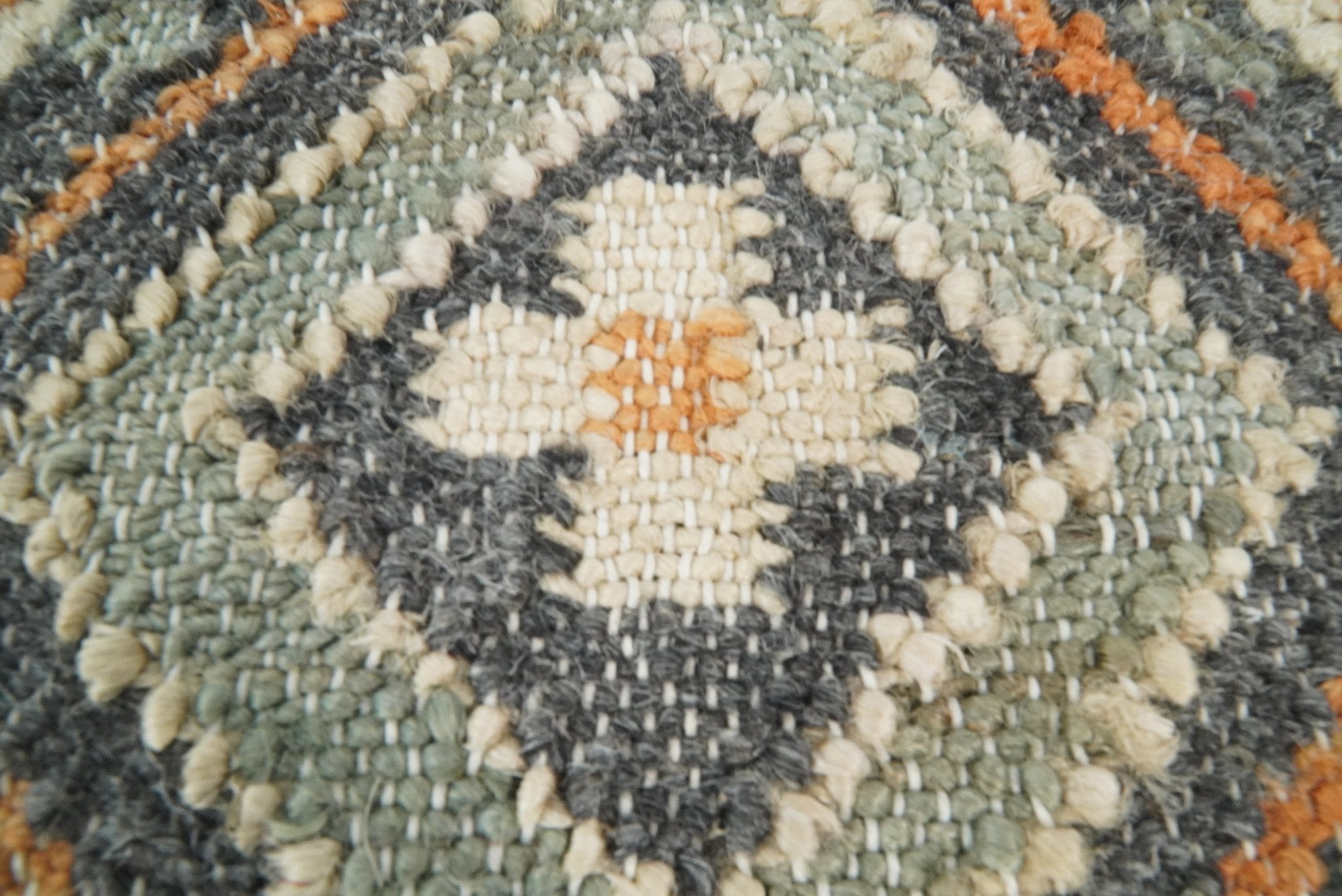 Hand Woven Boho Rust and Charcoal Jute and Wool Tribal Accent  Pillow