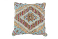 Hand Woven Boho Tribal Accent Mustard and Blue Jute and Wool Pillow