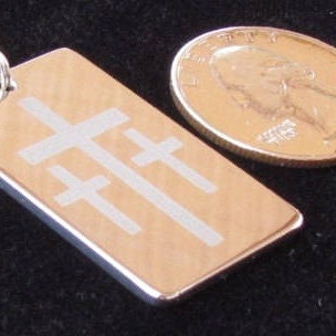 Handmade Three Crosses Dog Tag Necklace