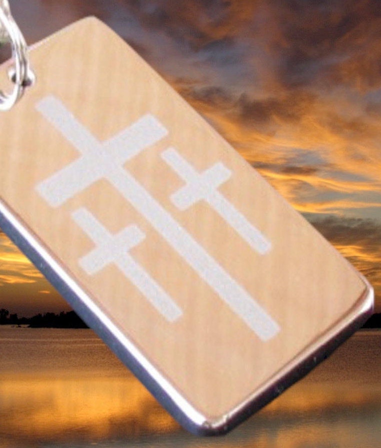 Handmade Three Crosses Dog Tag Necklace