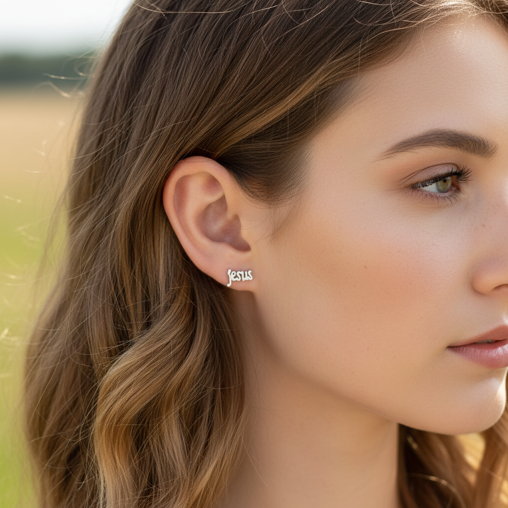 JESUS Stud Gold or Silver Waterproof & Hypoallergenic Earrings