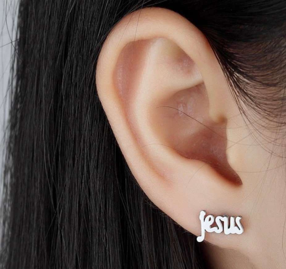 JESUS Stud Gold or Silver Waterproof & Hypoallergenic Earrings