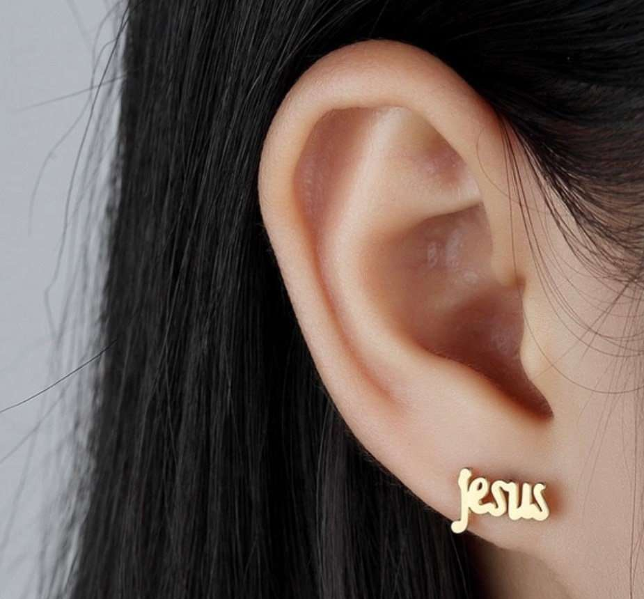 JESUS Stud Gold or Silver Waterproof & Hypoallergenic Earrings