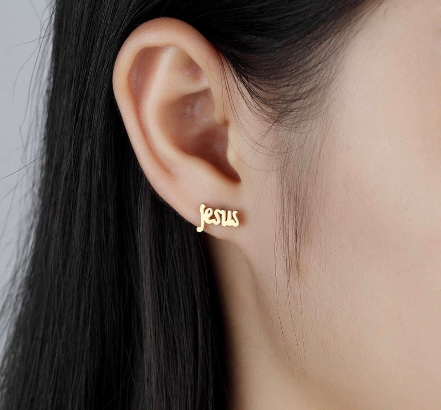 JESUS Stud Gold or Silver Waterproof & Hypoallergenic Earrings