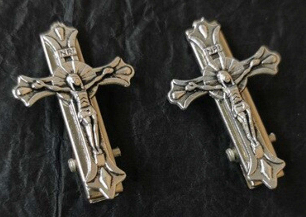 Vintage Style Silver Antiqued Crucifix Cross Hair Clips