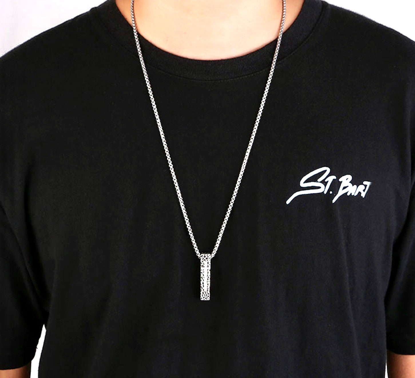 Textured Cross Weathered & Hammered Necklace for Men