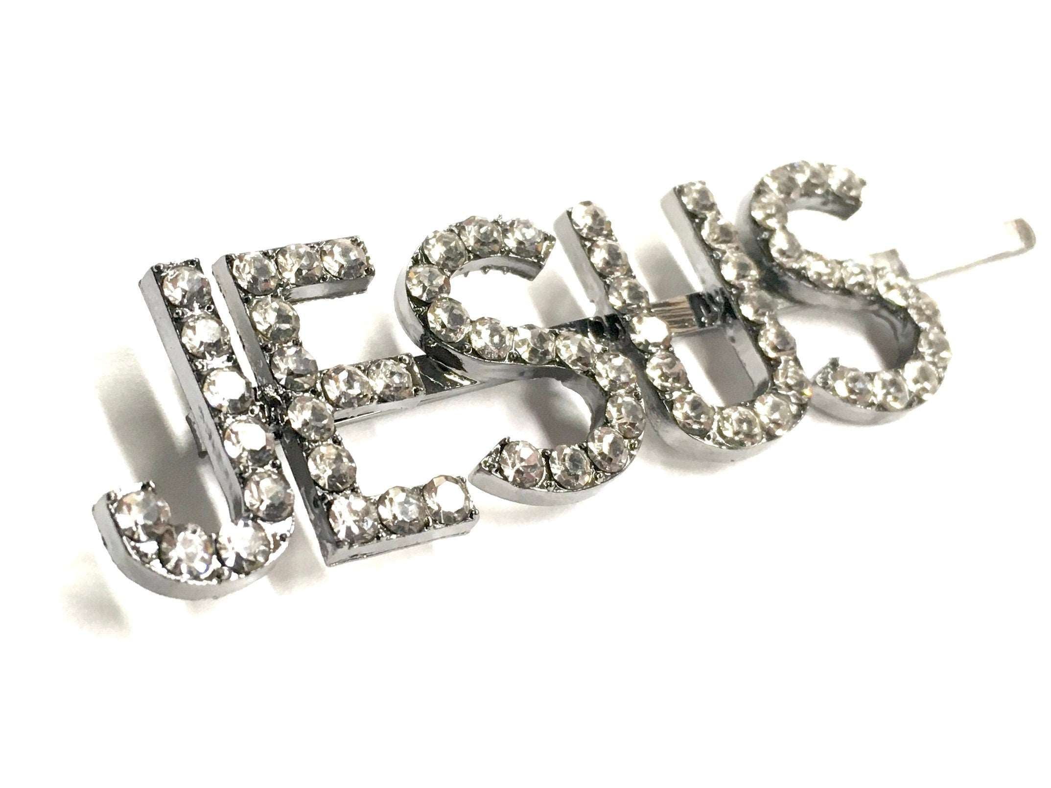Jesus Bling Bobby-Pin Style Designer Silver Hair Clip