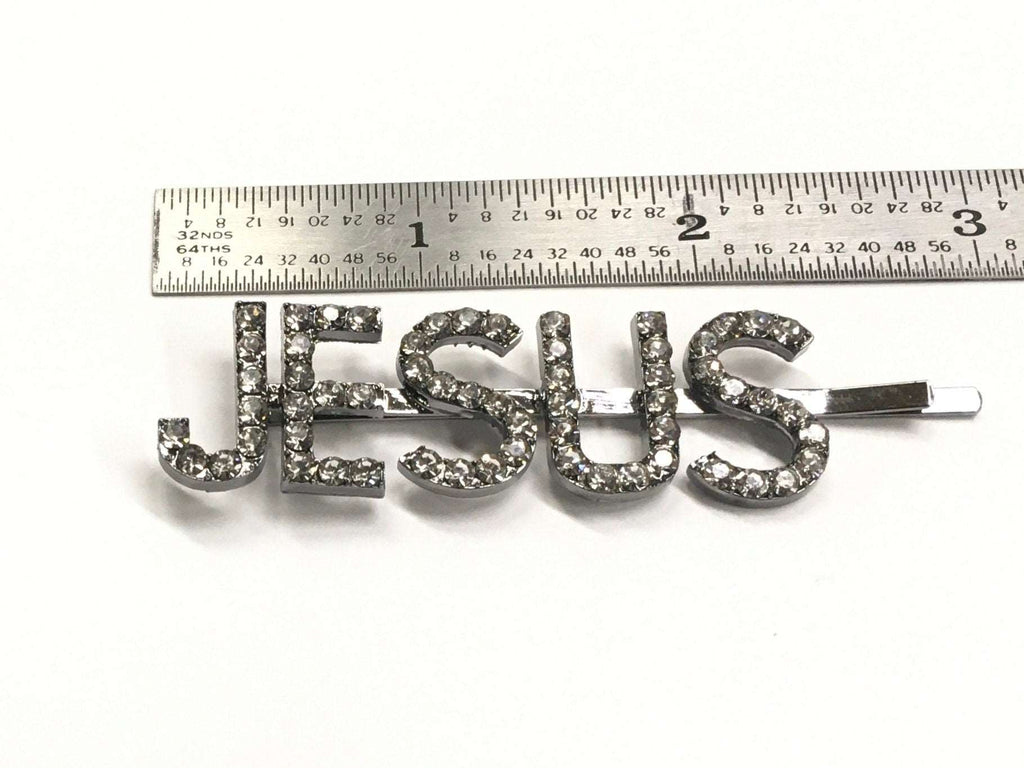 Jesus Bling Bobby-Pin Style Designer Silver Hair Clip
