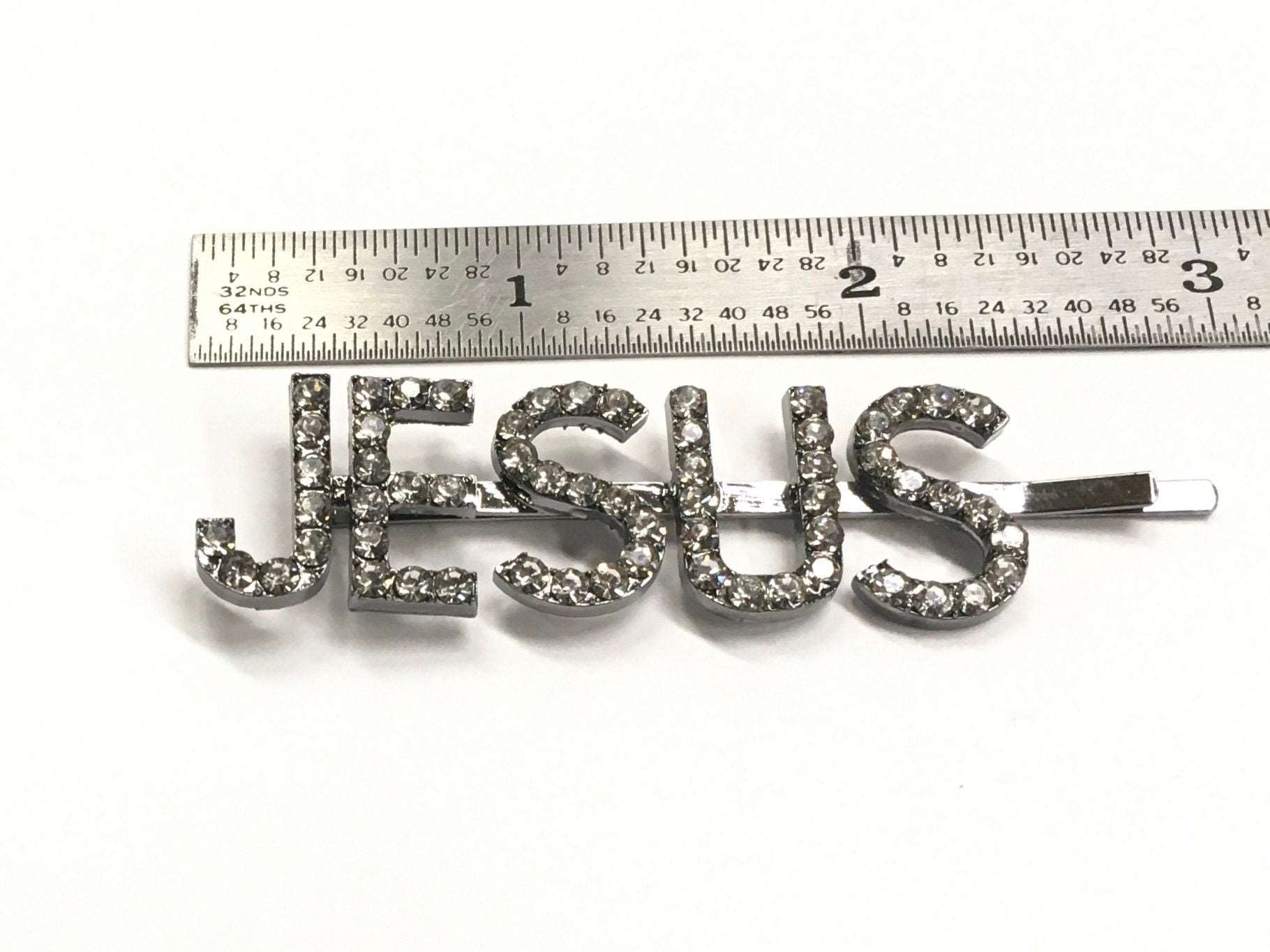 Jesus Bling Bobby-Pin Style Designer Silver Hair Clip