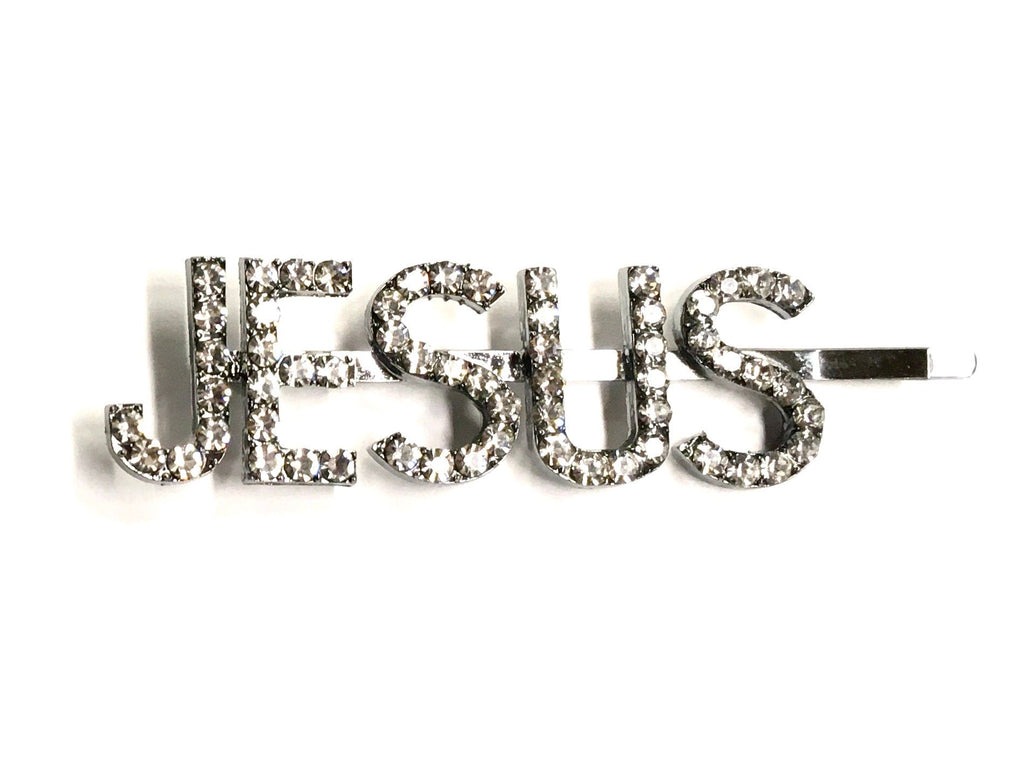 Jesus Bling Bobby-Pin Style Designer Silver Hair Clip