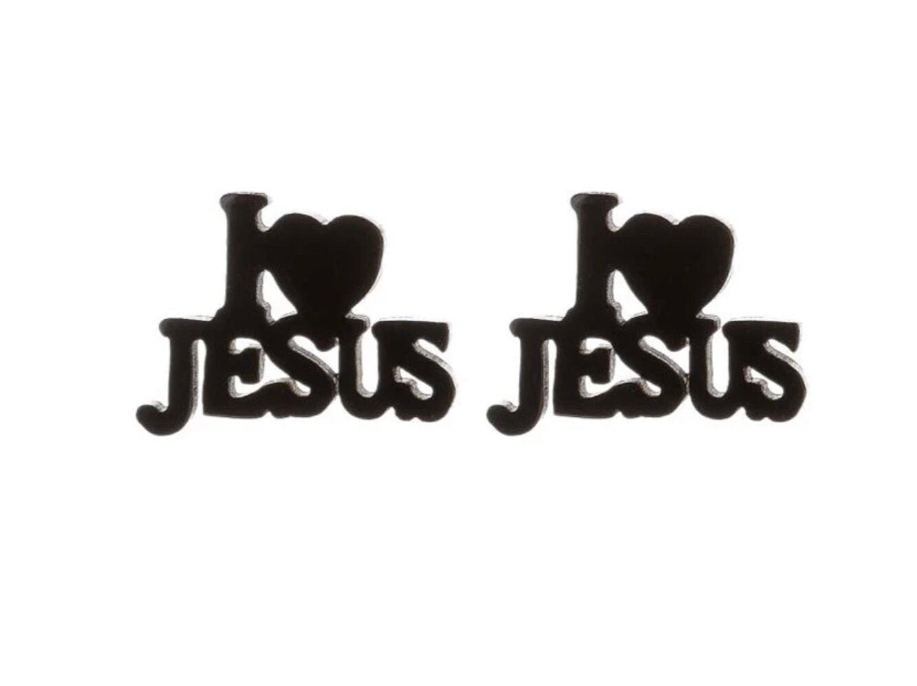 I Love JESUS Stud Earrings in Black, Gold, or Silver Waterproof & Hypoallergenic