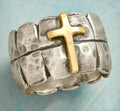 Vintage Cross of Jesus 3/8 inch Wide Band Ring