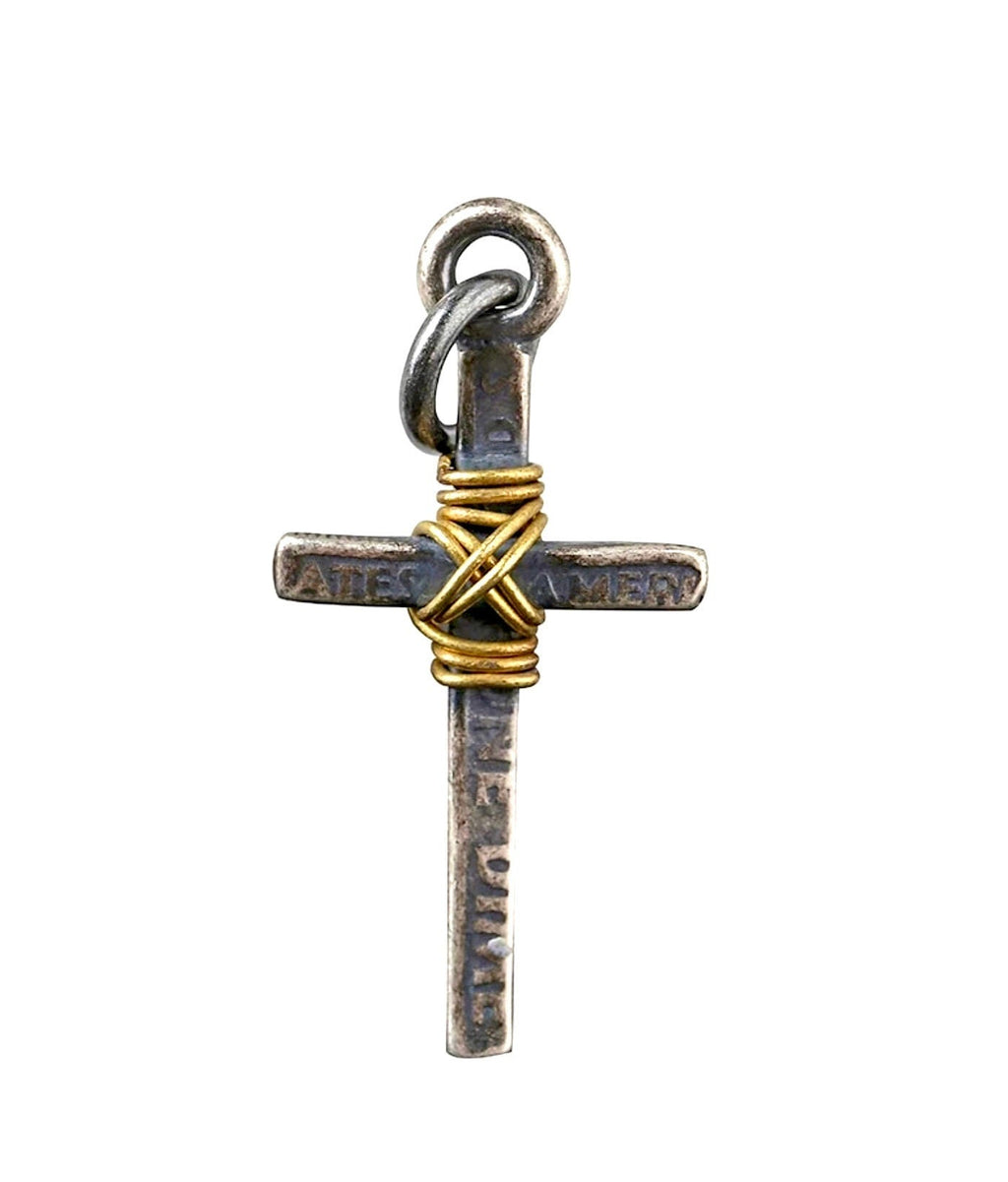 Sterling Silver US Coin Antiqued Oxidized Solid Silver Cross Necklace