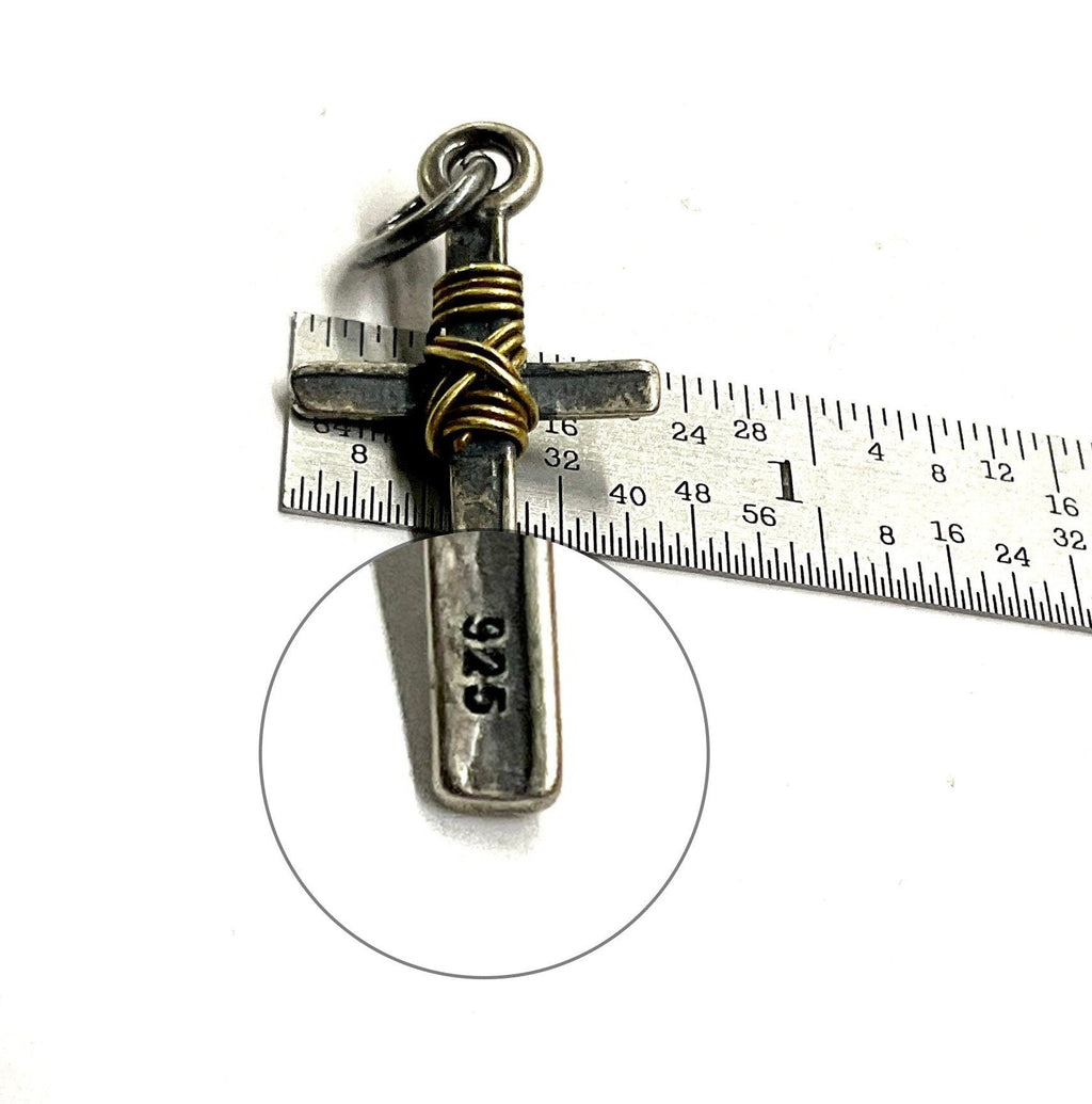 Sterling Silver US Coin Antiqued Oxidized Solid Silver Cross Necklace