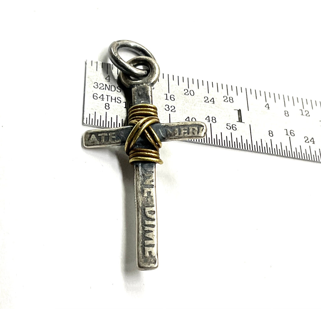 Sterling Silver US Coin Antiqued Oxidized Solid Silver Cross Necklace