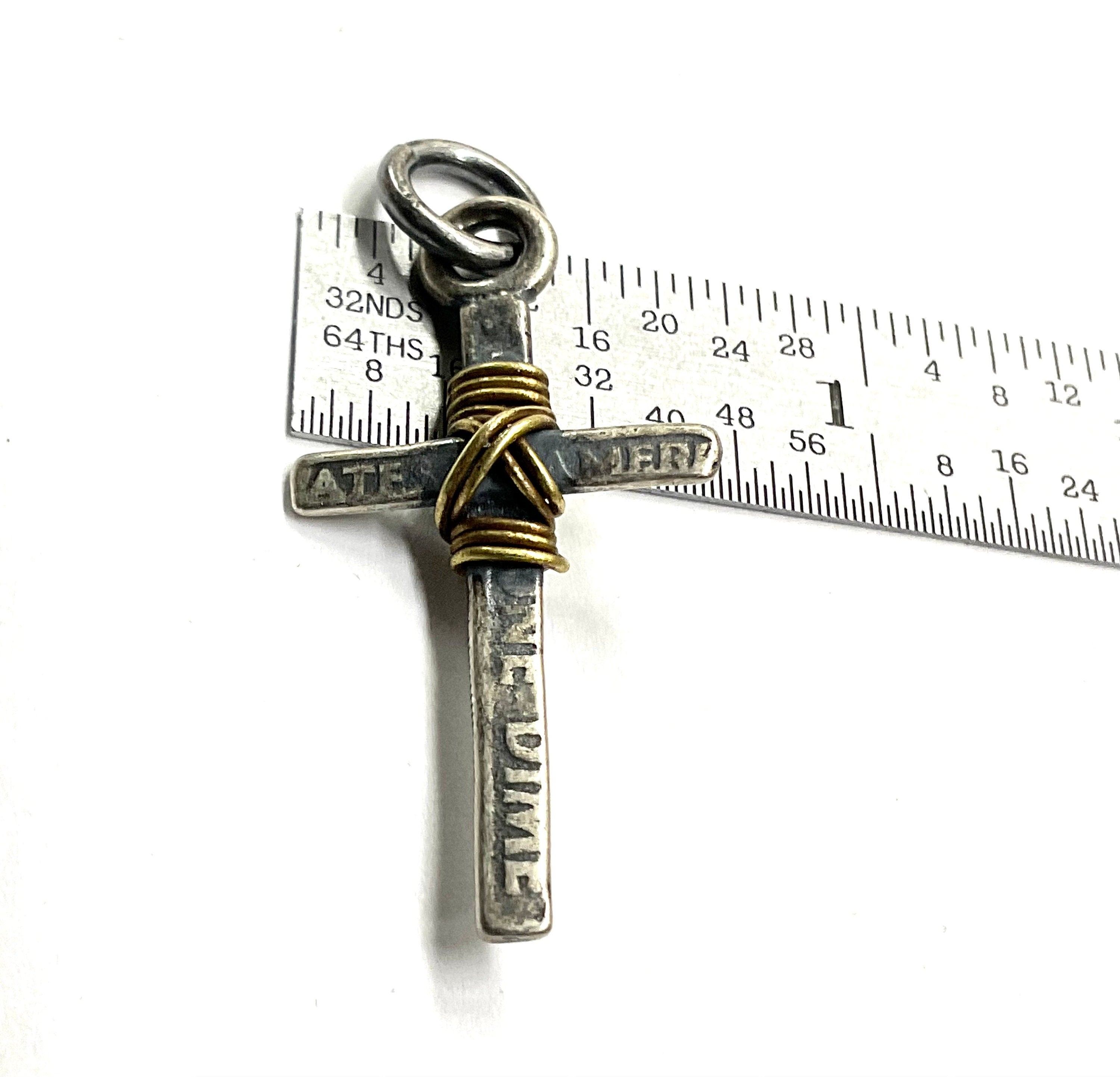 Sterling Silver US Coin Antiqued Oxidized Solid Silver Cross Necklace