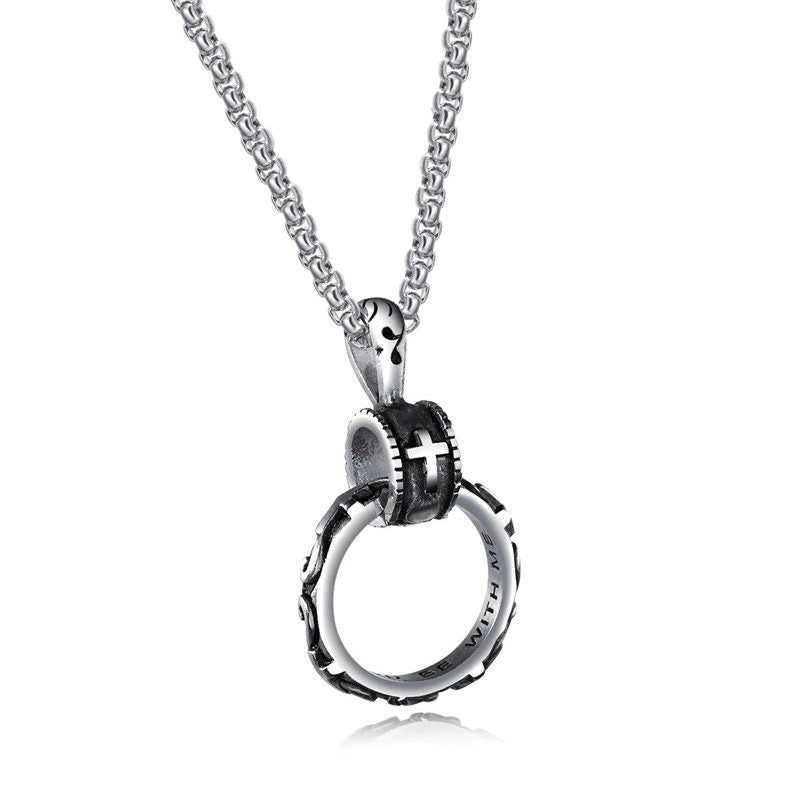 "God Be With Me" Waterproof Ring Necklace in Silver, Gold, or Black