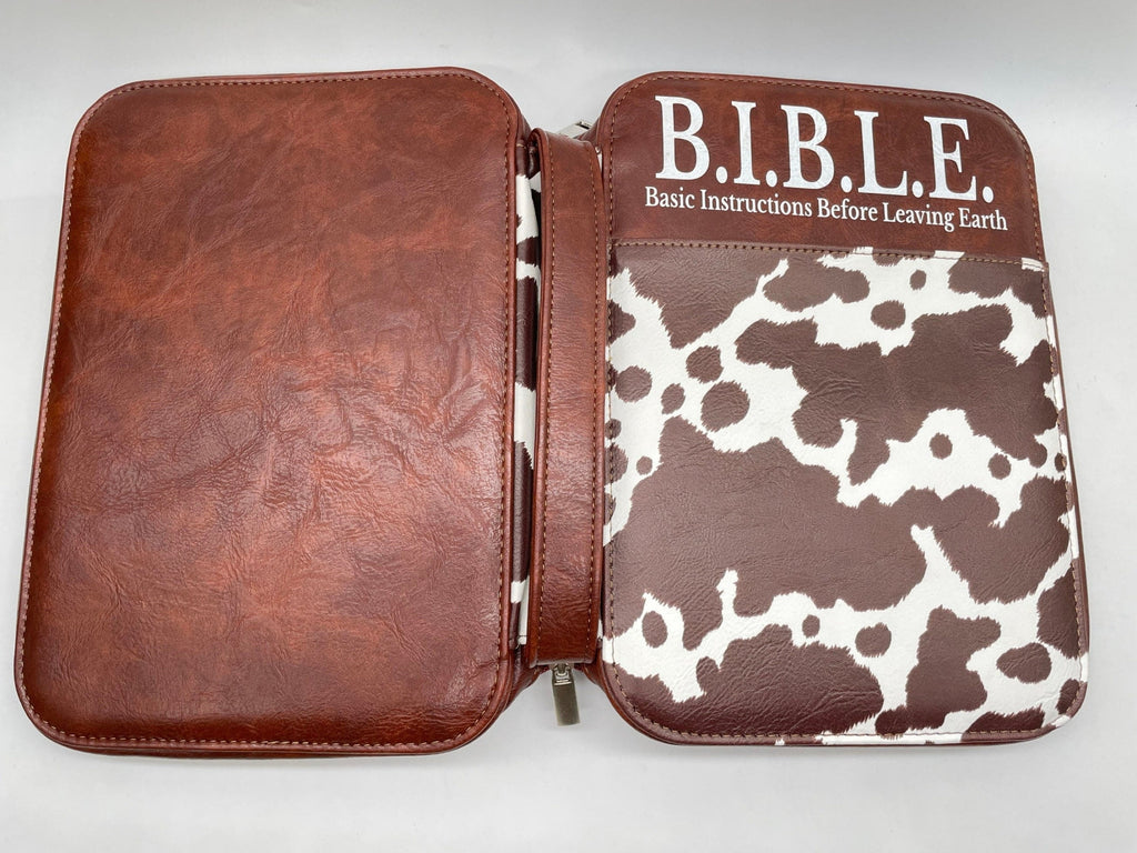 Cow Print Lux Leather Bible Case