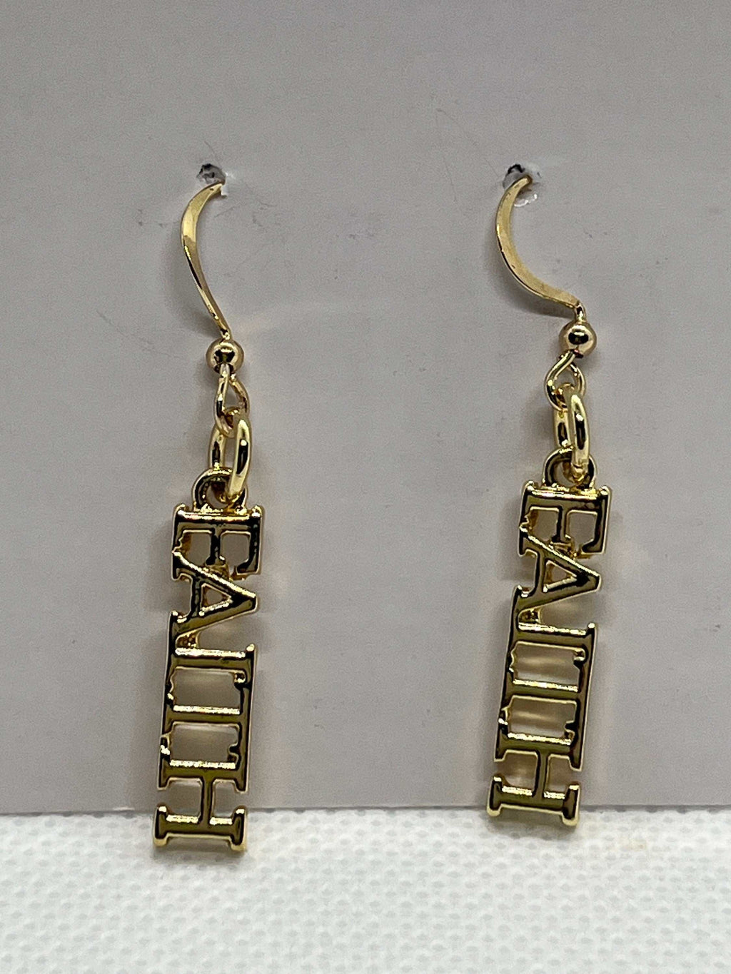 Gold Faith Dangle Earrings