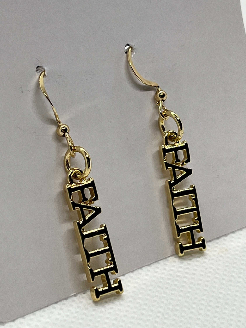 Gold Faith Dangle Earrings