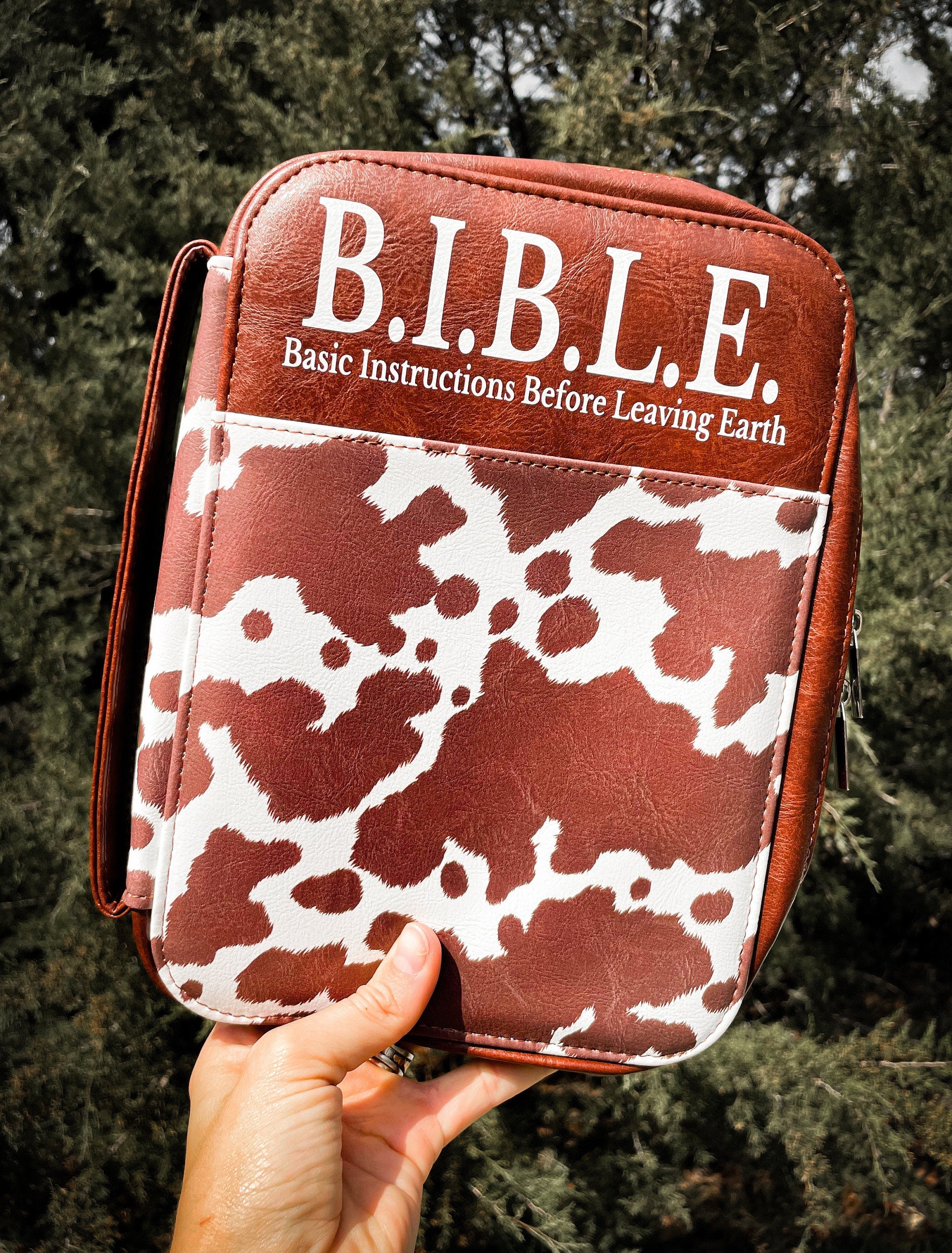 Cow Print Lux Leather Bible Case