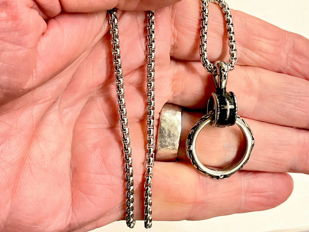 "God Be With Me" Waterproof Ring Necklace in Silver, Gold, or Black