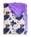 Baby Cow and Purple Minky Blanket