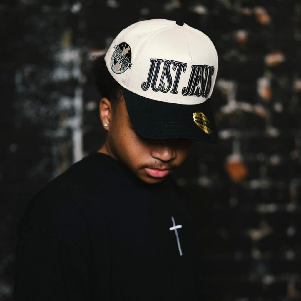 "JUST JESUS" Premium SnapBack - Cream/Black