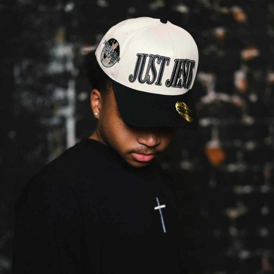 "JUST JESUS" Premium SnapBack - Cream/Black