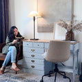 Classic Bronze & Ivory Adjustable Table Lamp