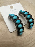 Large Western Faux Turquoise Hoop Earrings - 2 inch hoop