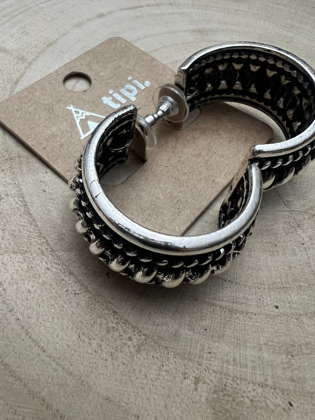 Large Western Twisted Wire Silver Hoop Earring