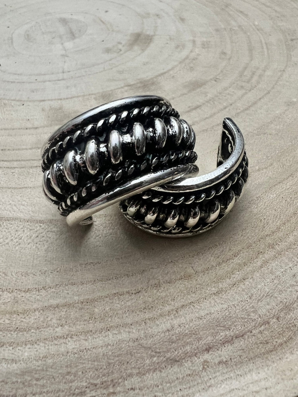 Large Western Twisted Wire Silver Hoop Earring