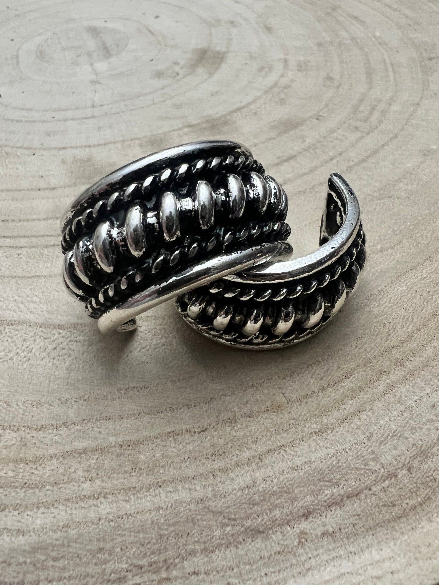 Large Western Twisted Wire Silver Hoop Earring