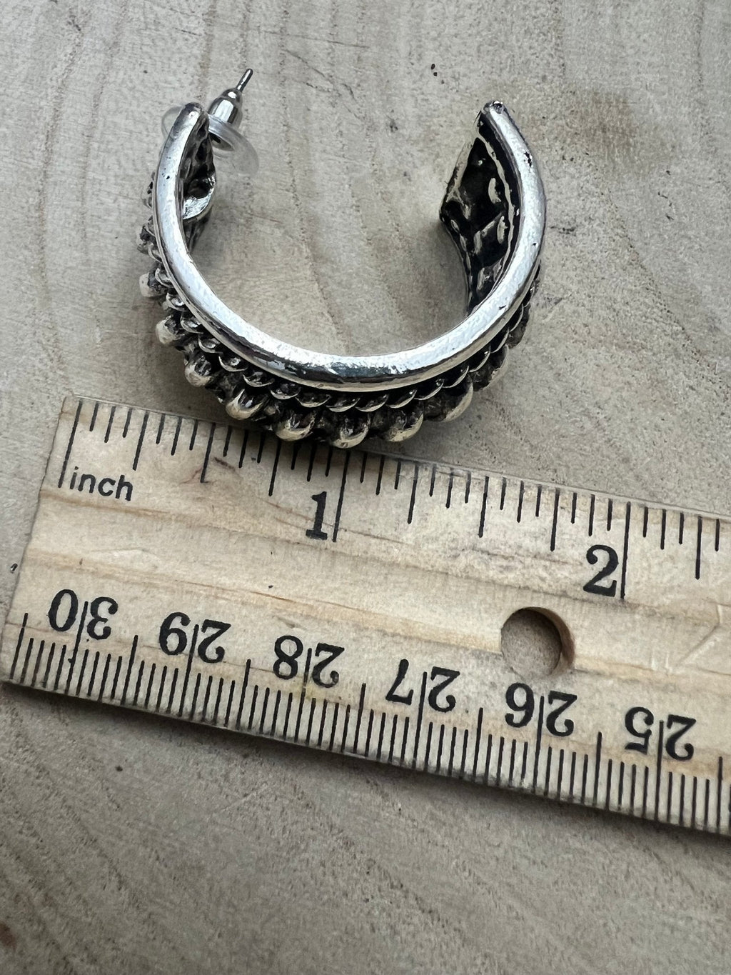 Large Western Twisted Wire Silver Hoop Earring