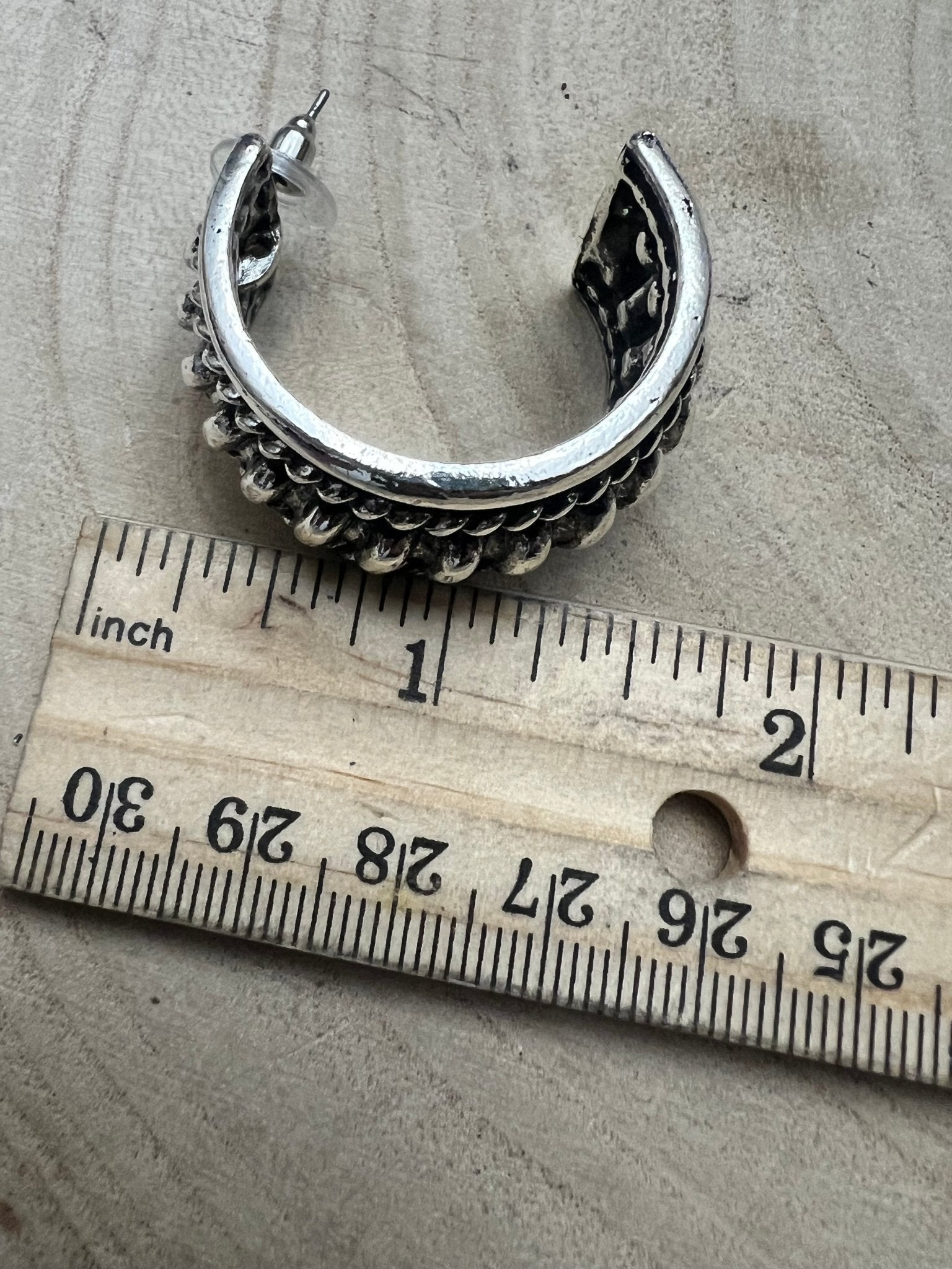 Large Western Twisted Wire Silver Hoop Earring