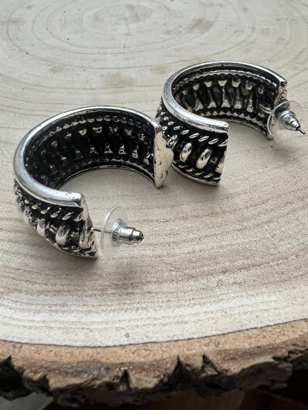 Large Western Twisted Wire Silver Hoop Earring
