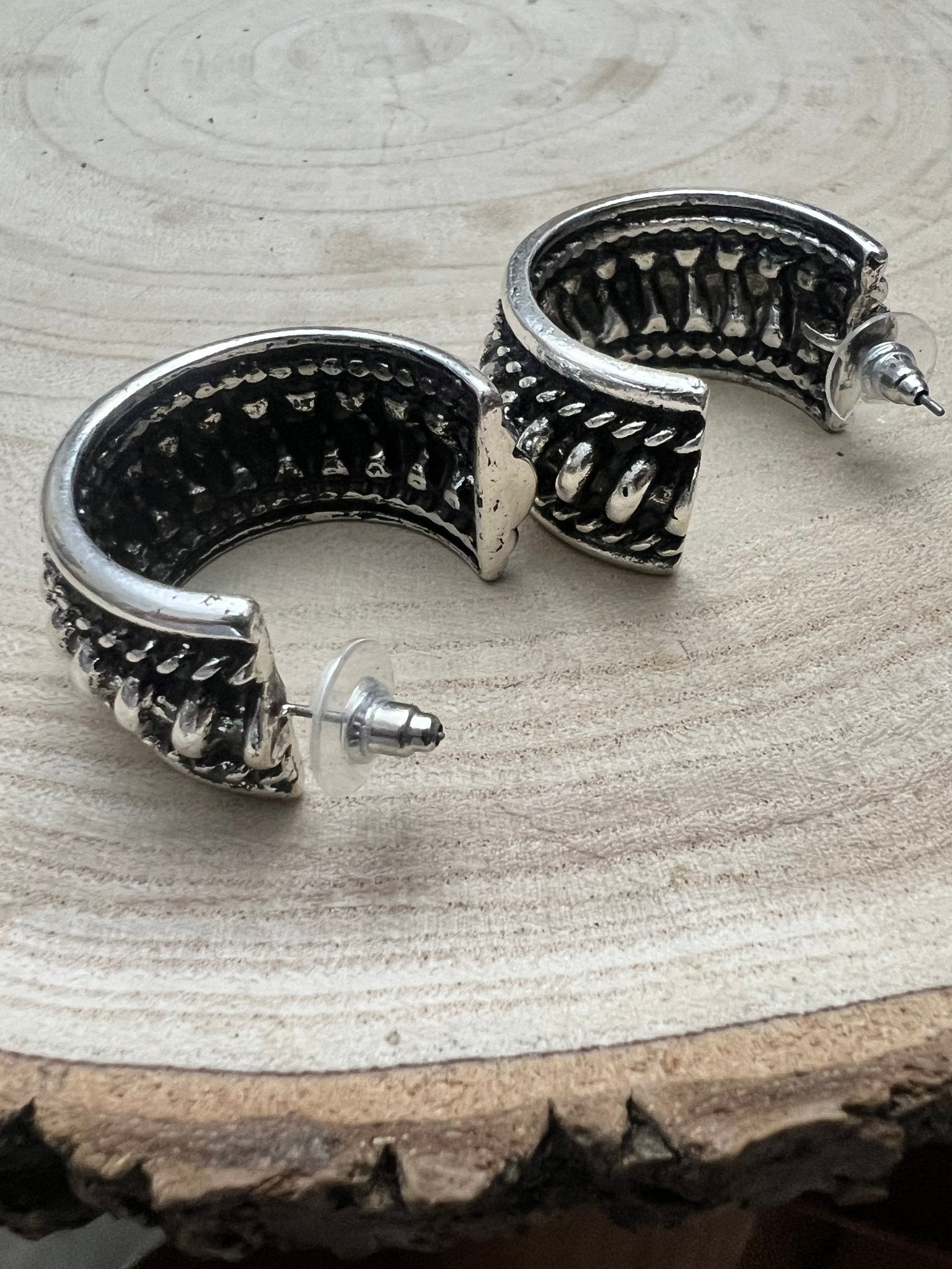 Large Western Twisted Wire Silver Hoop Earring