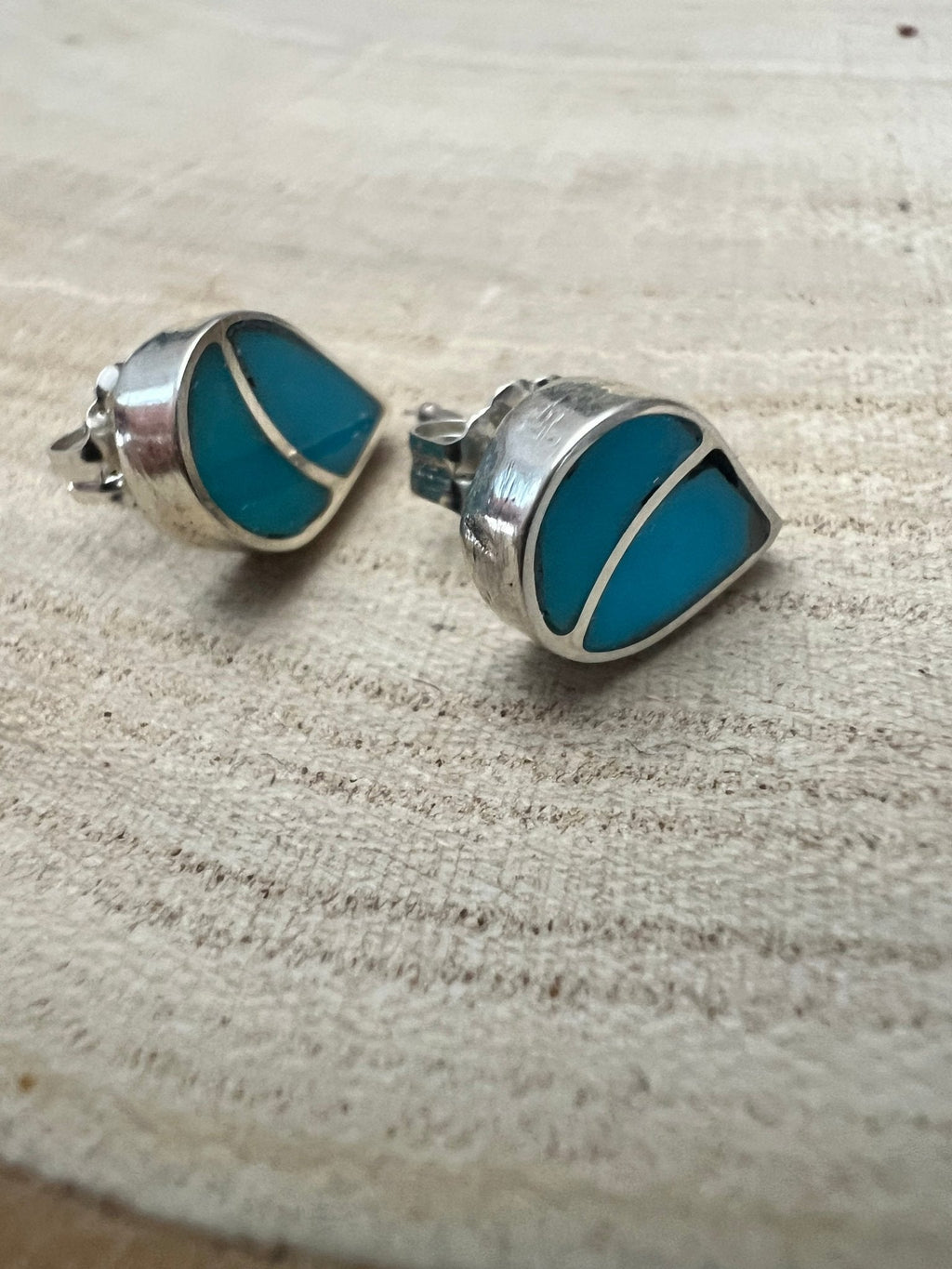 Lynette Johnson Inlay Turquoise and Sterling Silver Post Earrings