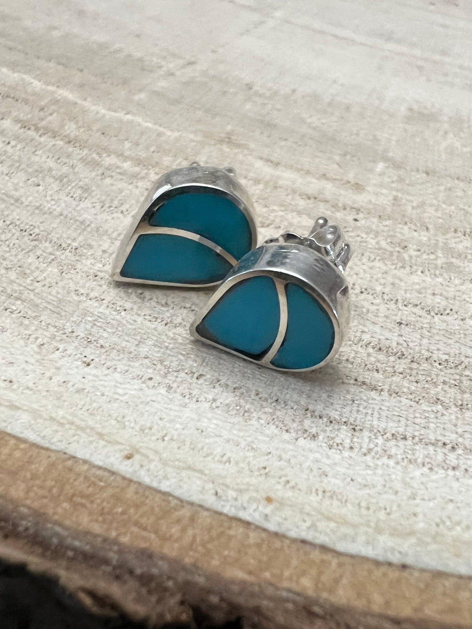 Lynette Johnson Inlay Turquoise and Sterling Silver Post Earrings