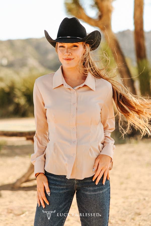 Mercedes Beige Button Down Shirt